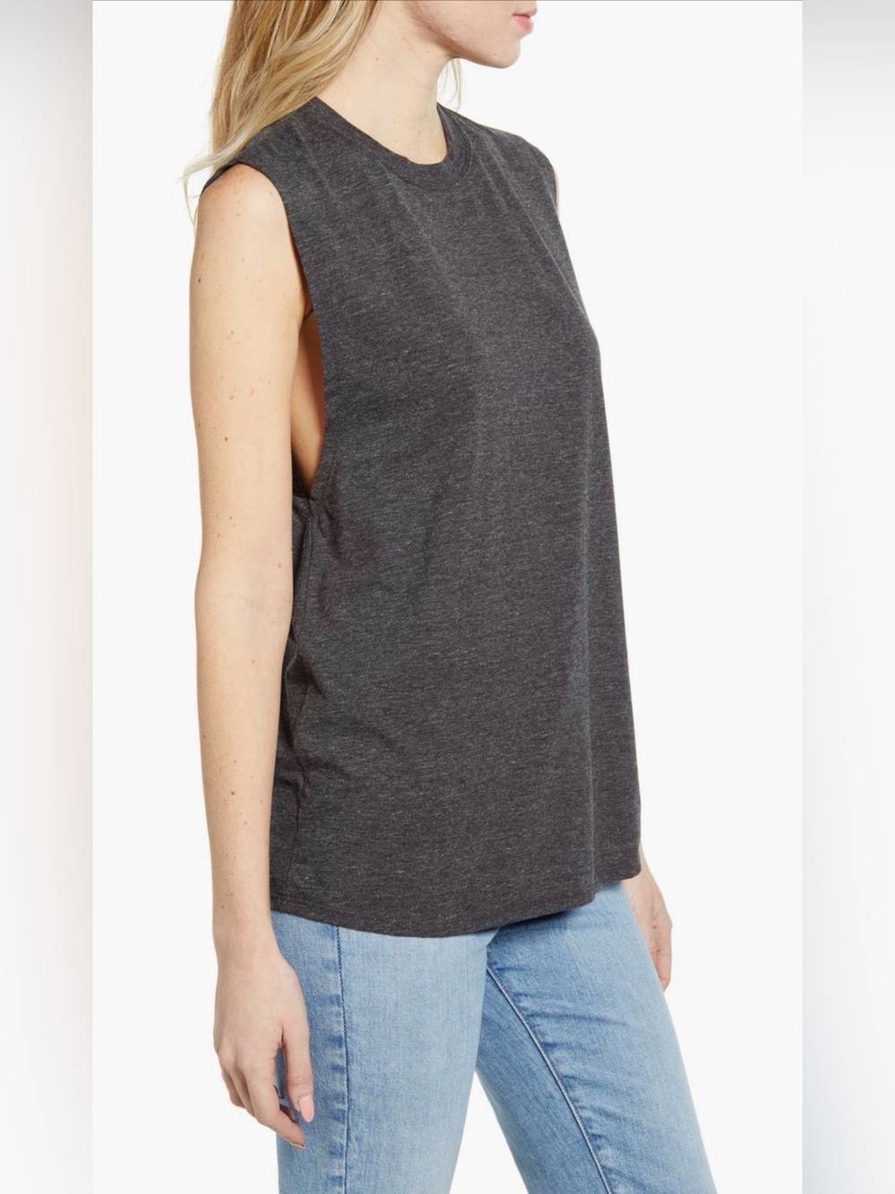 AG Zoey Heathered Tank Top Gray Medium